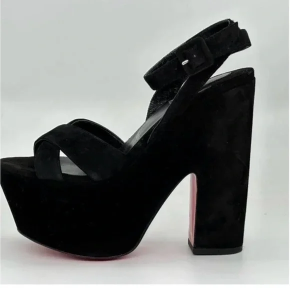 Christian Louboutin SUPERYAZ 160 Suede Platform Heels Sandals Shoes - Picture 4 of 12